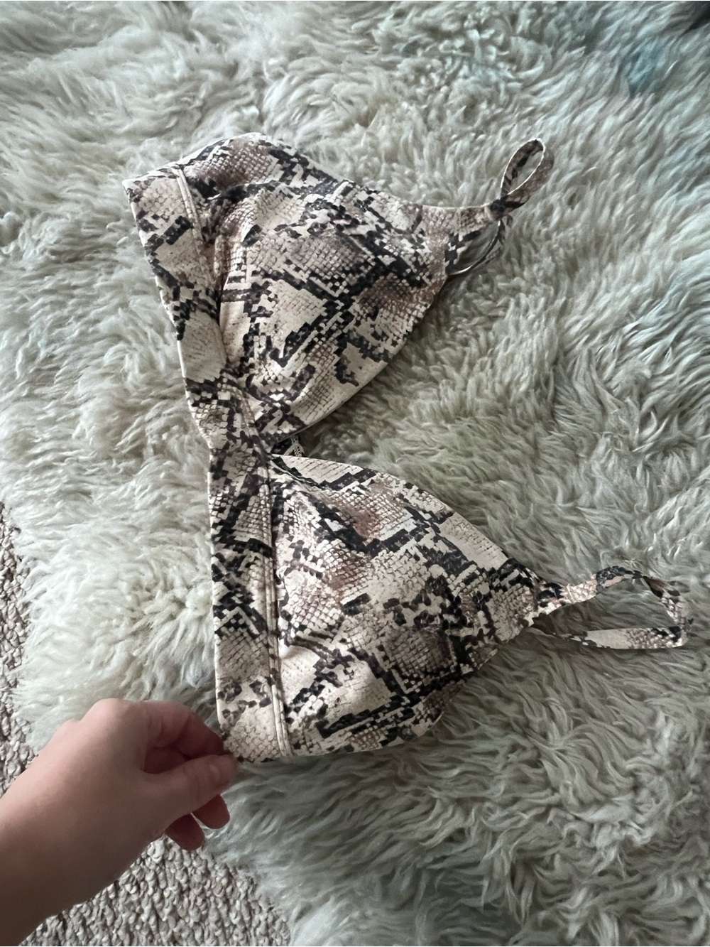 Snake-Print Scoop Neck Bralette